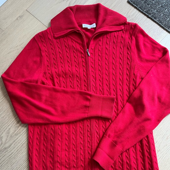 Northern Reflections Sweaters - Northern Reflections Bright Red Cable-Knit Scoop Neck Sweater